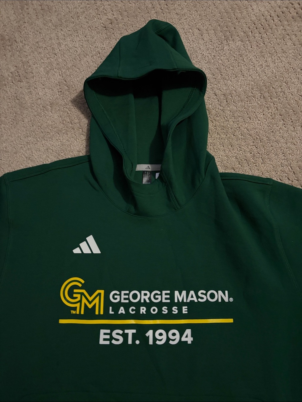 adidas Deep Green Hoodie with Logo Tag